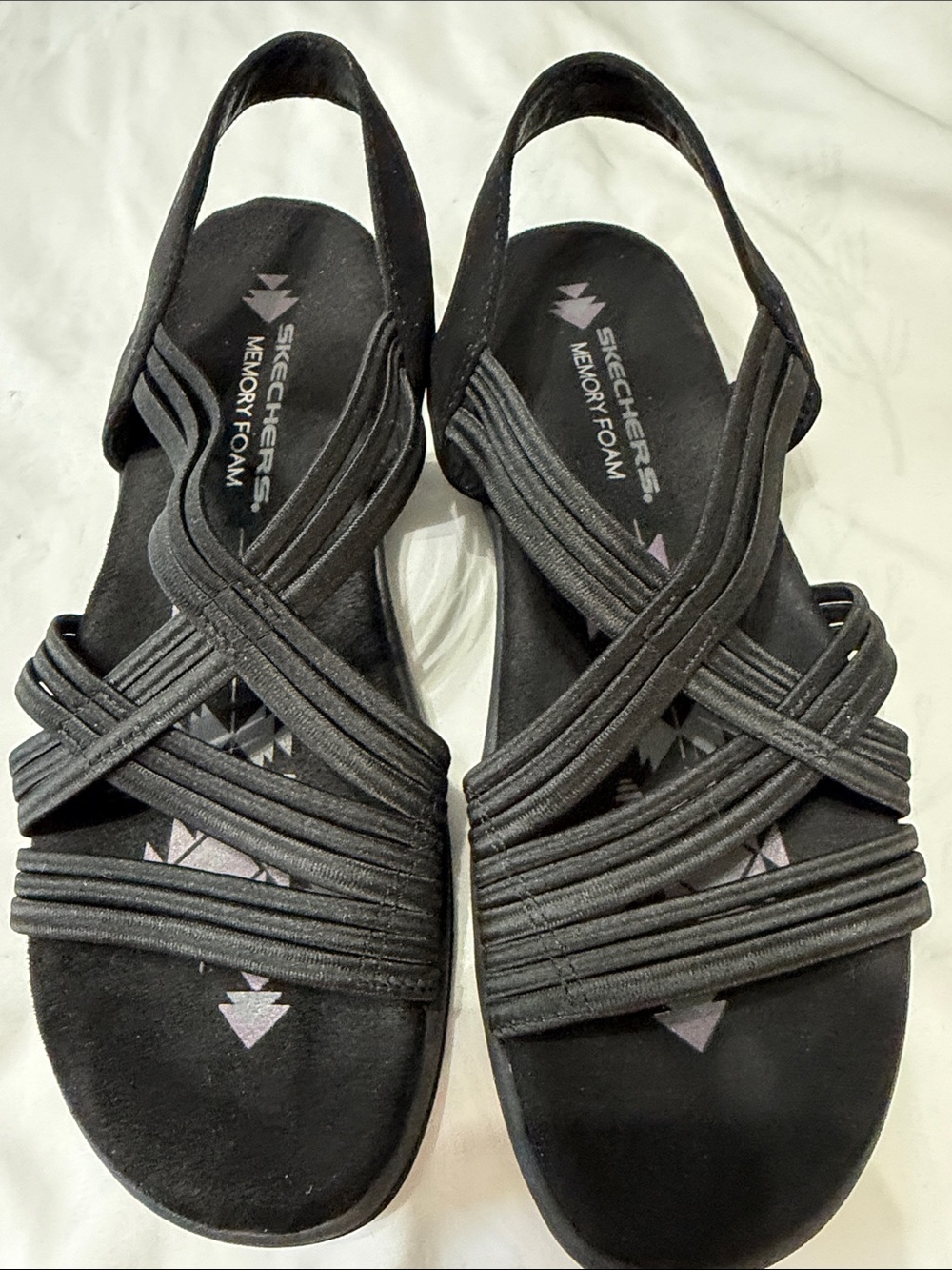 Skechers Black Strappy Slingback Memory Foam Sandals
